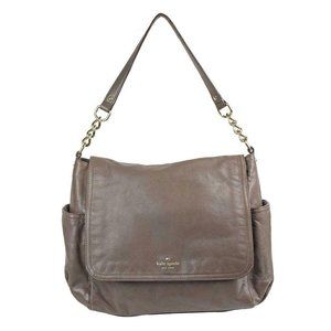 KATE SPADE Purse Satchel Handbag Gray / Brown Flap Bag Magnetic Closure
